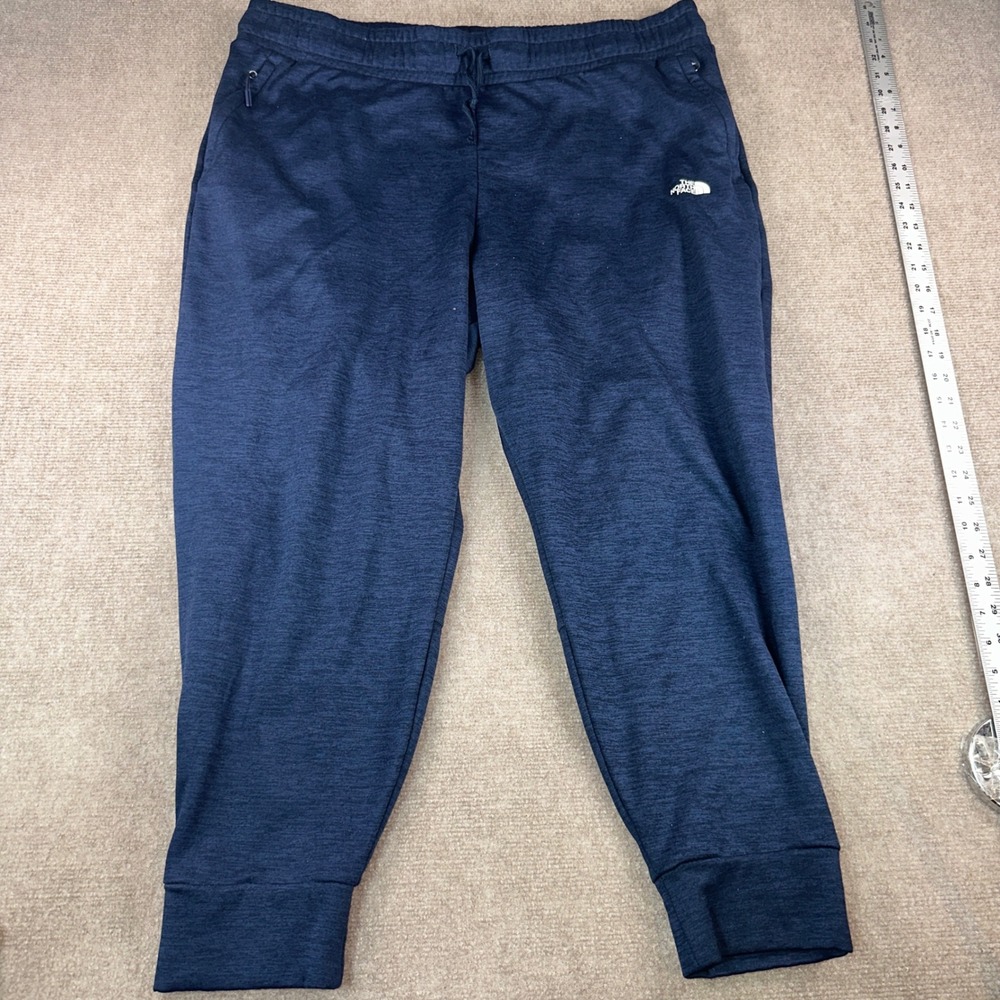 The North Face Womens XXL Navy Blue Heathered Joggers Sweatpants Zip Pockets
